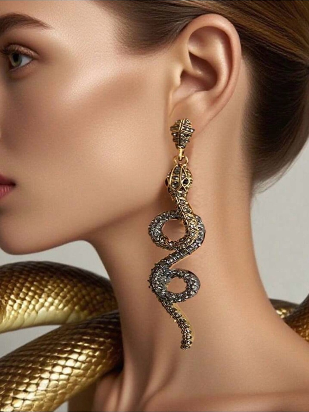 Gold-Tone Snake Drop Earrings - Women Jewelry